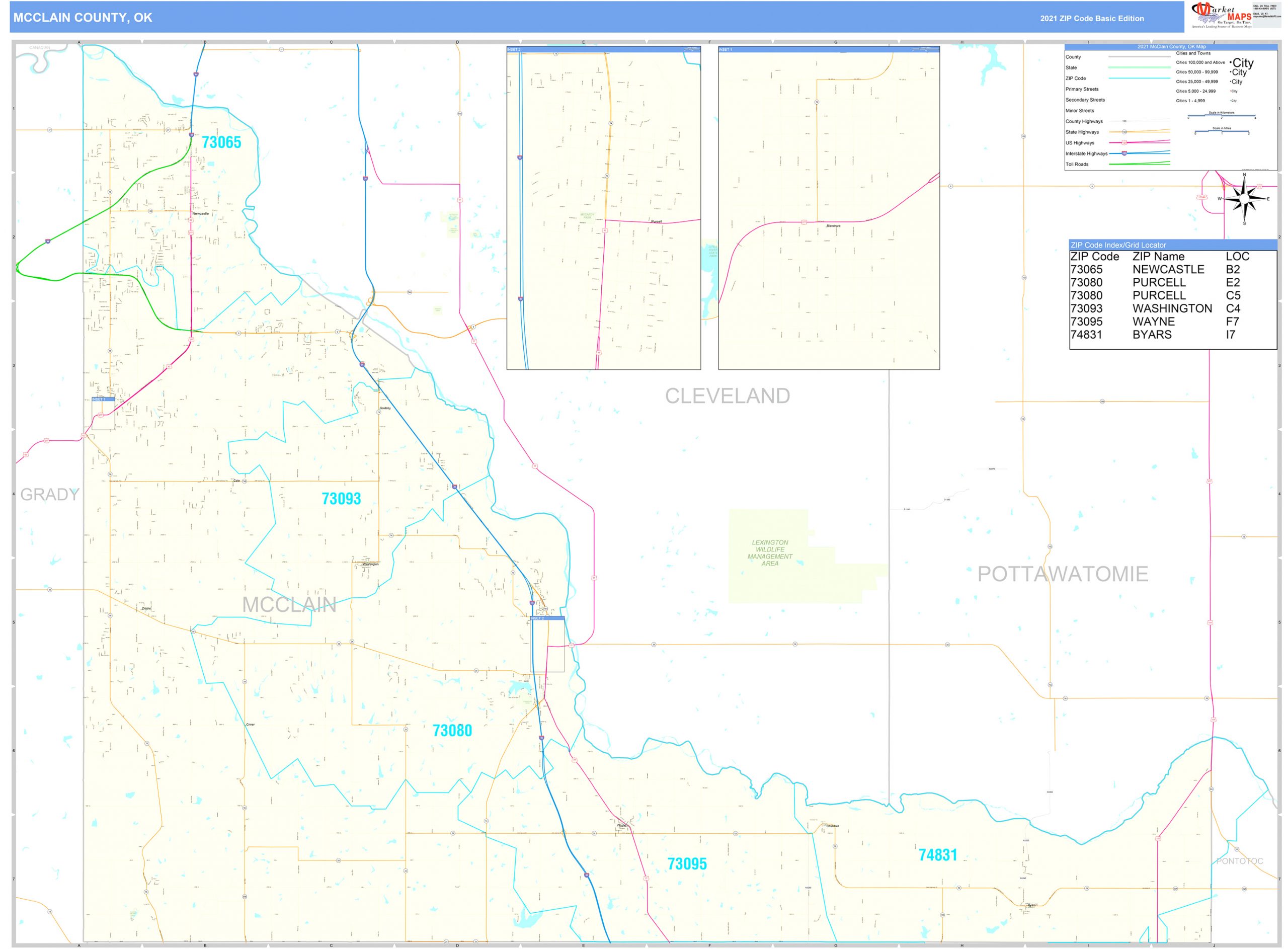 Cheap Vpn In Mcclain Ok Dans Mcclain County Ok Zip Code Wall Map Basic Style by Marketmaps