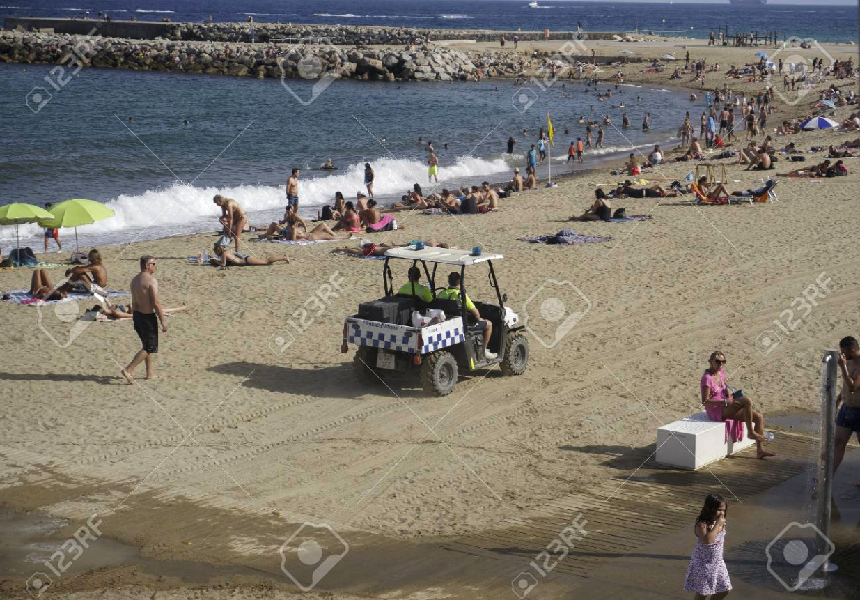 Barceloneta Pr Car Accident Lawyer Dans Barcelona, Spain Police Beach Car at Barceloneta. Guardia Urbana ...