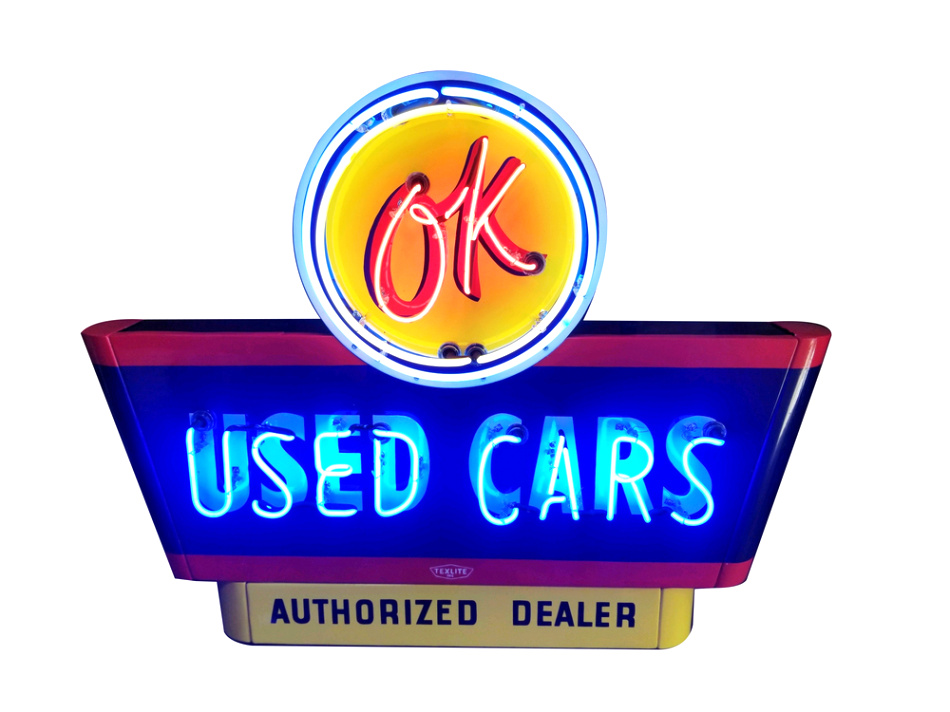 Car Insurance In Jackson Ok Dans 1950s Chevrolet Ok Used Cars Neon Porcelain Sign