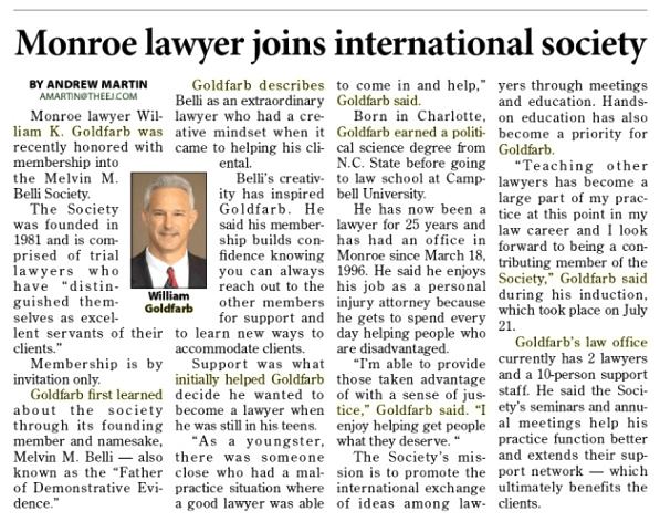 Personal Injury Lawyer Monroe Nc Dans Monroe Lawyer Joins International society the Law Fices Of William